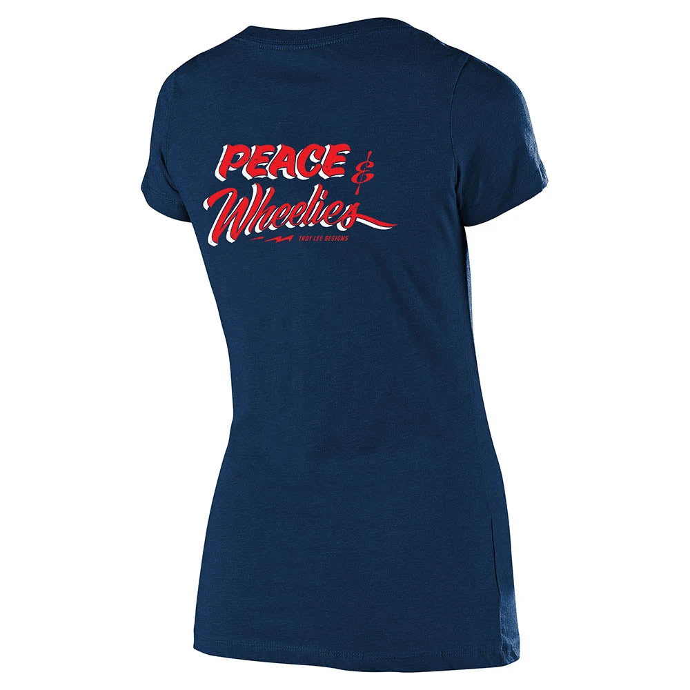 Troy Lee Designs Wmns Short Sleeve Tee Peace & Wheelies Heather Navy - Image 2