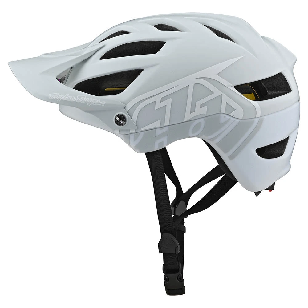 Troy Lee Designs A1 Helmet W/MIPS Classic Light Gray / White - Image 2