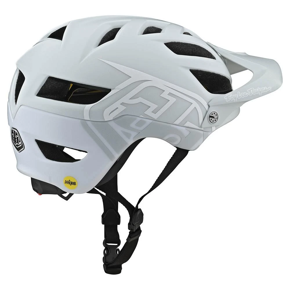 Troy Lee Designs A1 Helmet W/MIPS Classic Light Gray / White - Image 3