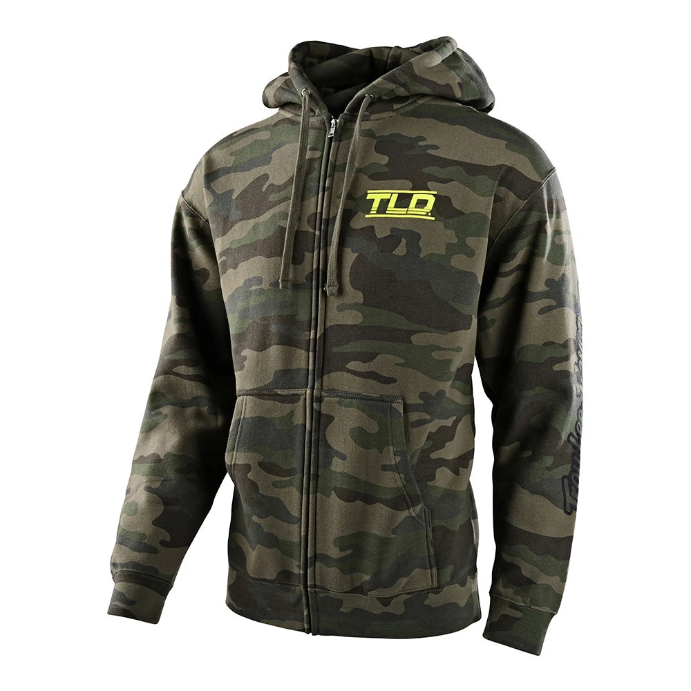 Troy Lee Designs Zip Up Hoodie Speed Logo Camo Green