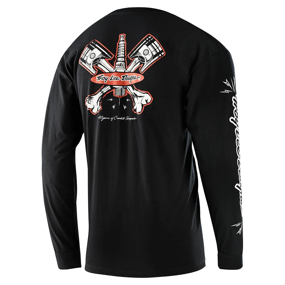 Troy Lee Designs Long Sleeve Tee 40Th Piston Bone Black - Image 2