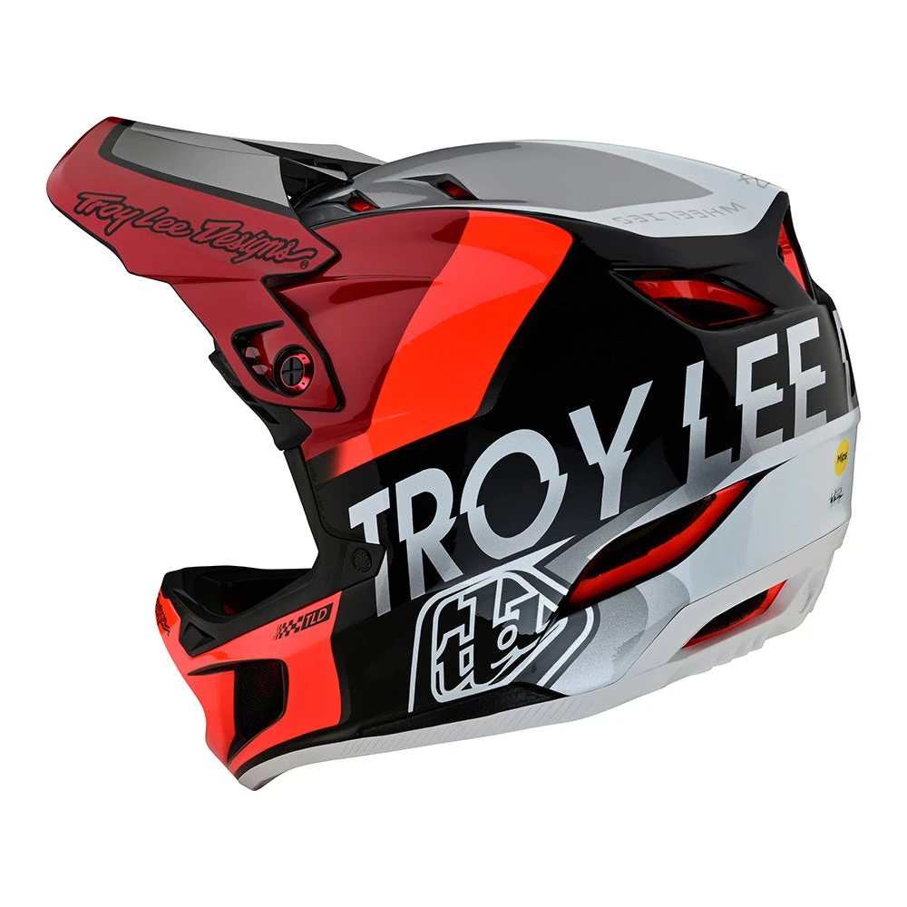 Troy Lee Designs D4 Composite Helmet W/MIPS Qualifier Silver / Red - Image 2