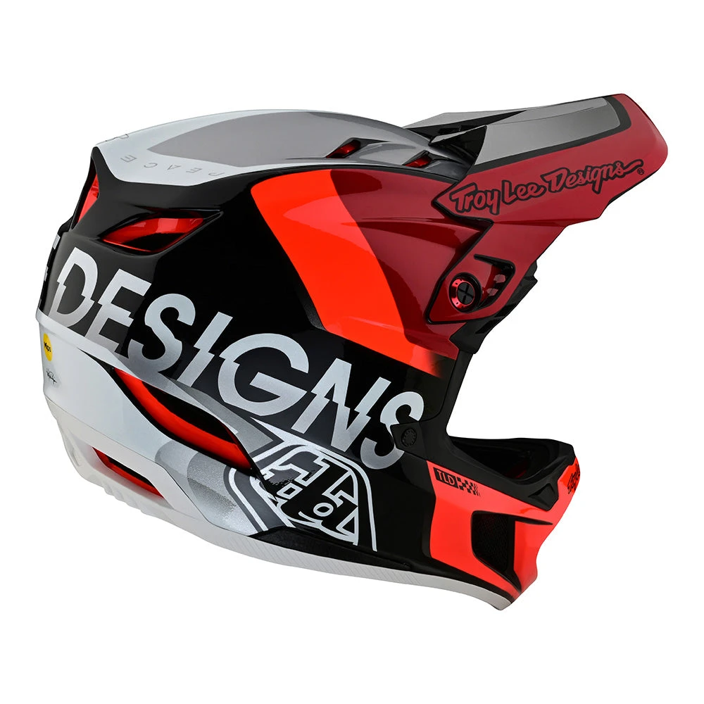 Troy Lee Designs D4 Composite Helmet W/MIPS Qualifier Silver / Red - Image 4