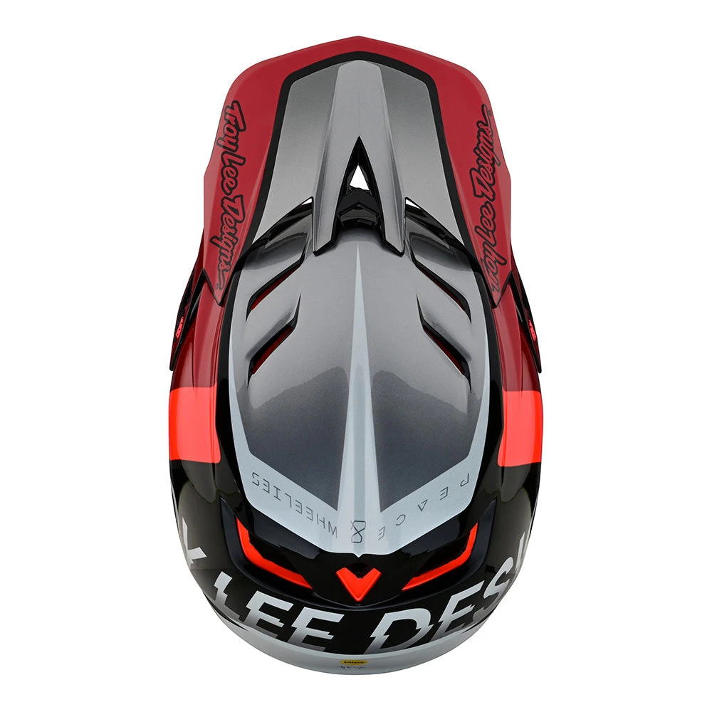 Troy Lee Designs D4 Composite Helmet W/MIPS Qualifier Silver / Red - Image 8