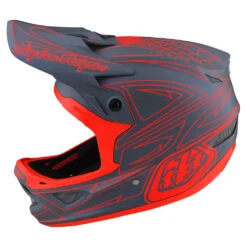 Troy Lee Designs D3 Fiberlite Helmet Spiderstripe Gray / Red