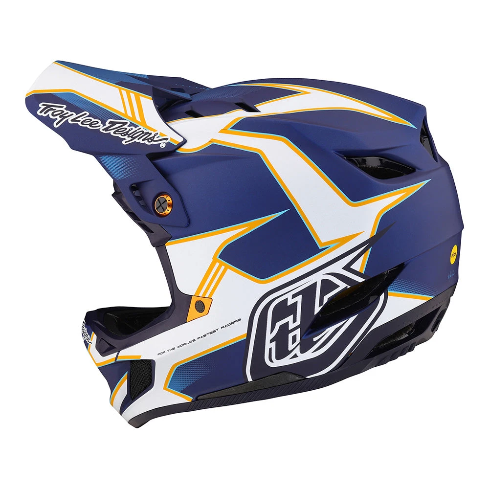 Troy Lee Designs D4 Composite Helmet W/MIPS Matrix Blue - Image 2