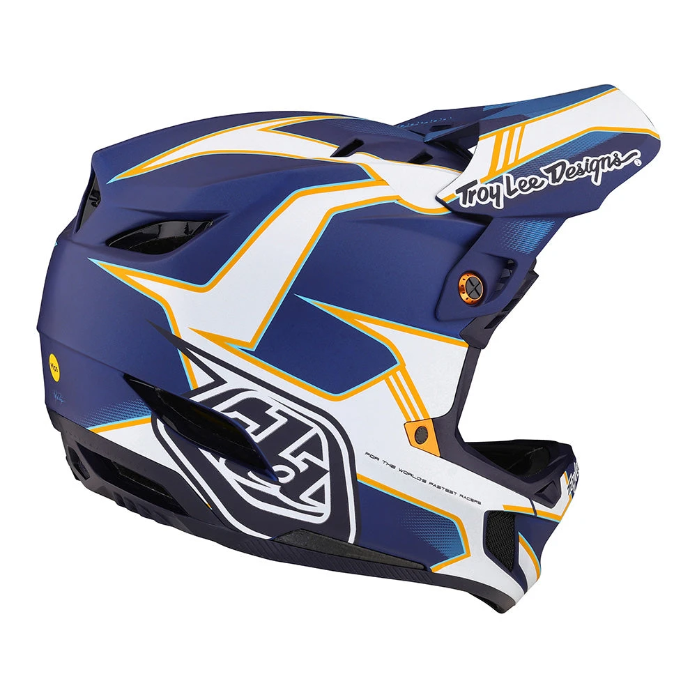 Troy Lee Designs D4 Composite Helmet W/MIPS Matrix Blue - Image 4