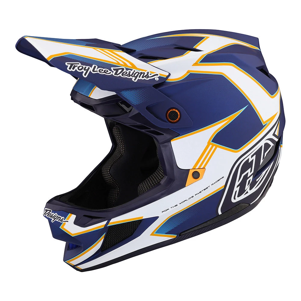 Troy Lee Designs D4 Composite Helmet W/MIPS Matrix Blue - Image 7