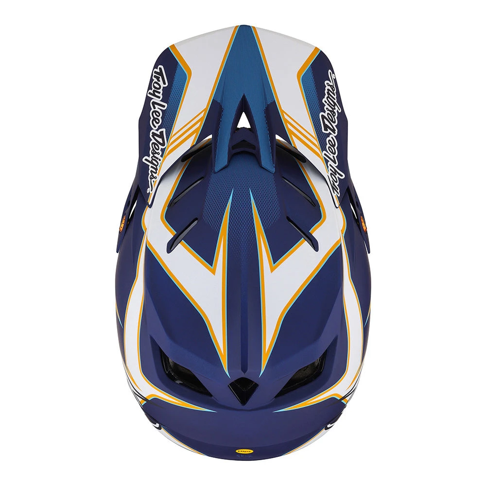 Troy Lee Designs D4 Composite Helmet W/MIPS Matrix Blue - Image 8