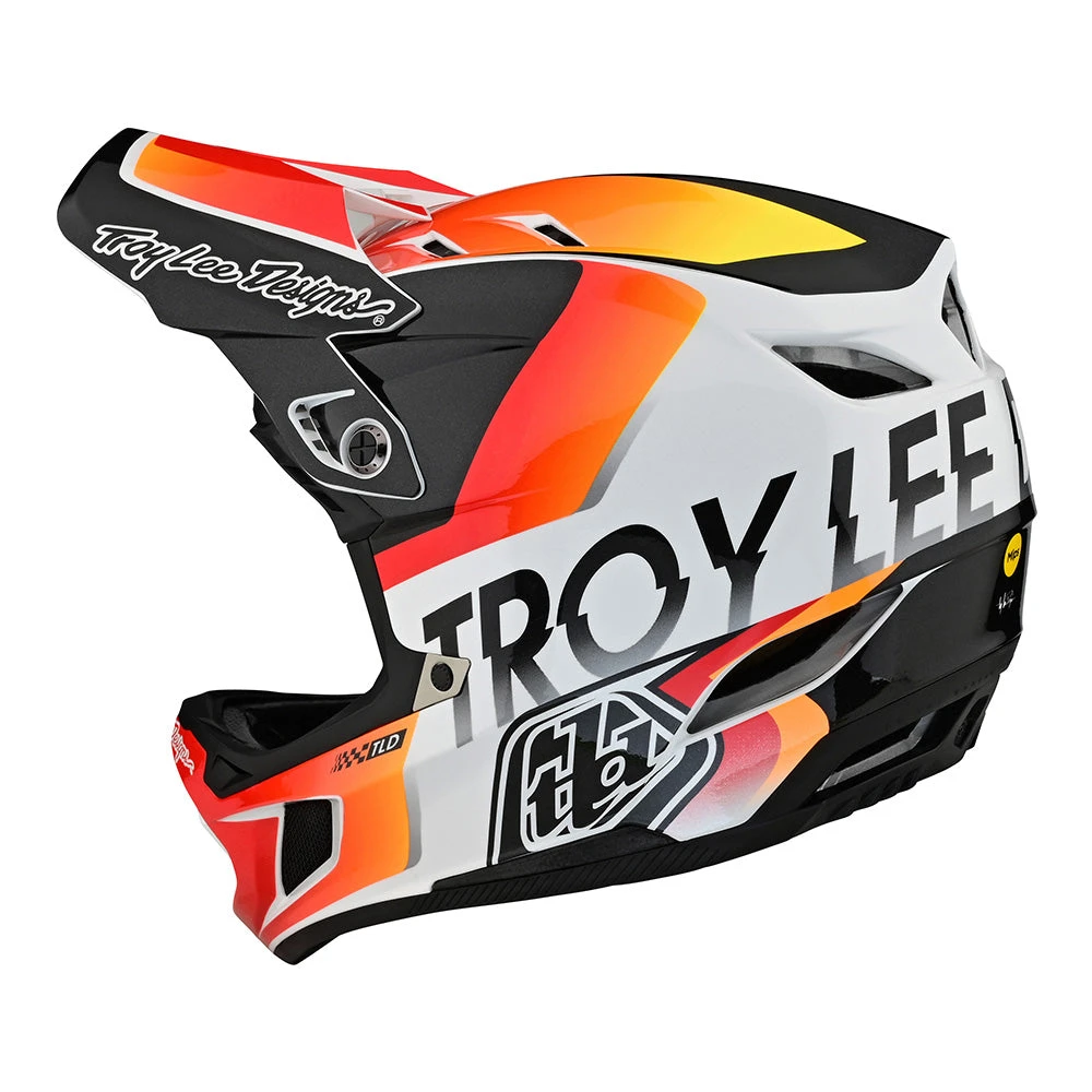 Troy Lee Designs D4 Composite Helmet W/MIPS Qualifier White / Orange - Image 2