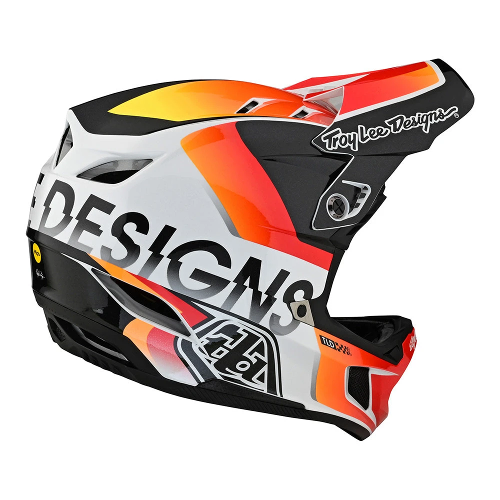 Troy Lee Designs D4 Composite Helmet W/MIPS Qualifier White / Orange - Image 4