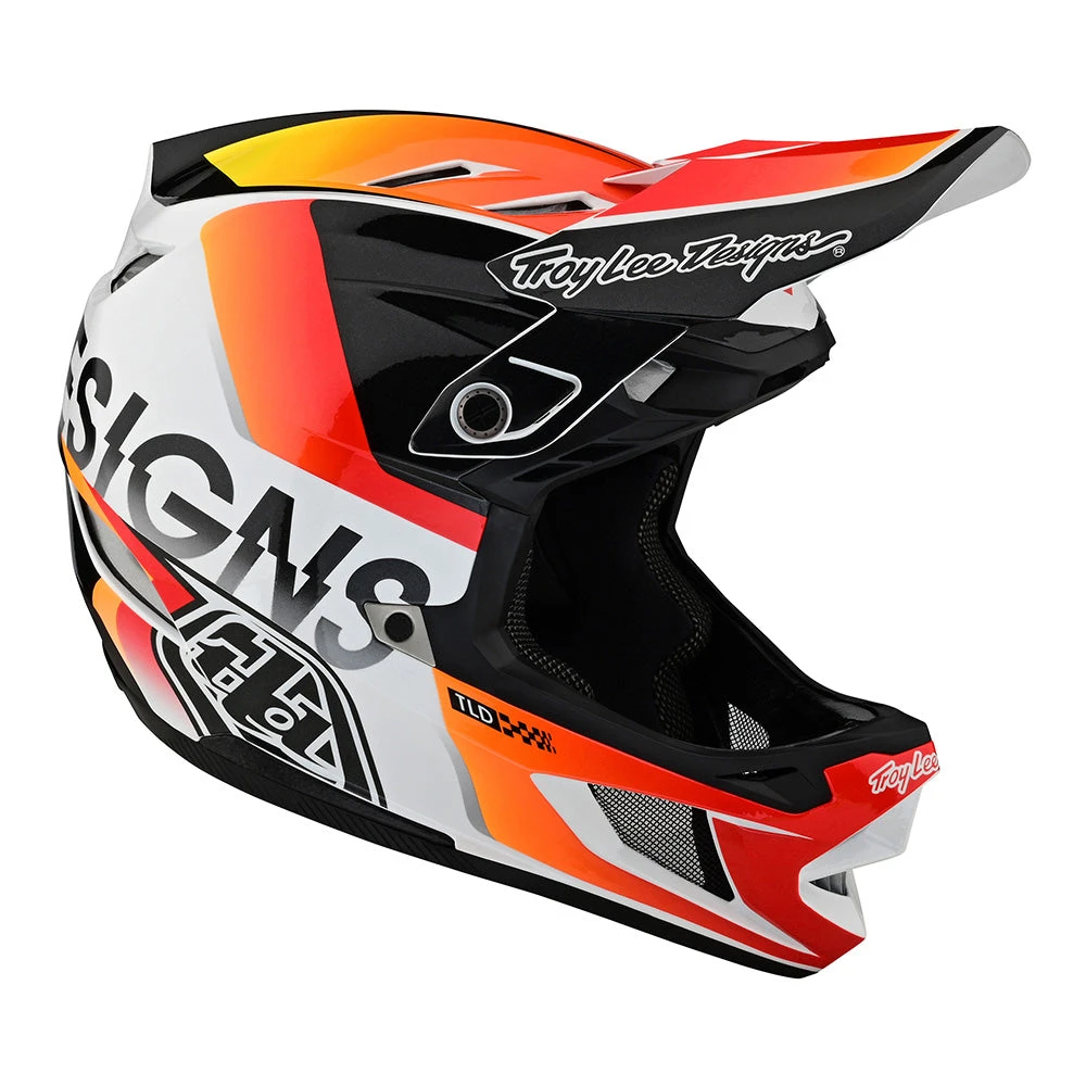 Troy Lee Designs D4 Composite Helmet W/MIPS Qualifier White / Orange - Image 6
