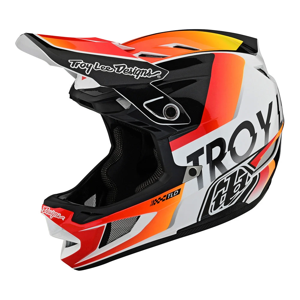 Troy Lee Designs D4 Composite Helmet W/MIPS Qualifier White / Orange - Image 7