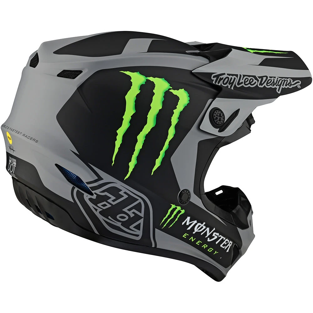 Troy Lee Designs SE4 Polyacrylite Helmet W/MIPS Riser Monster Gray / Black - Image 2