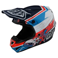 Troy Lee Designs Youth SE4 Polyacrylite Helmet W/MIPS Skooly Blue / Orange