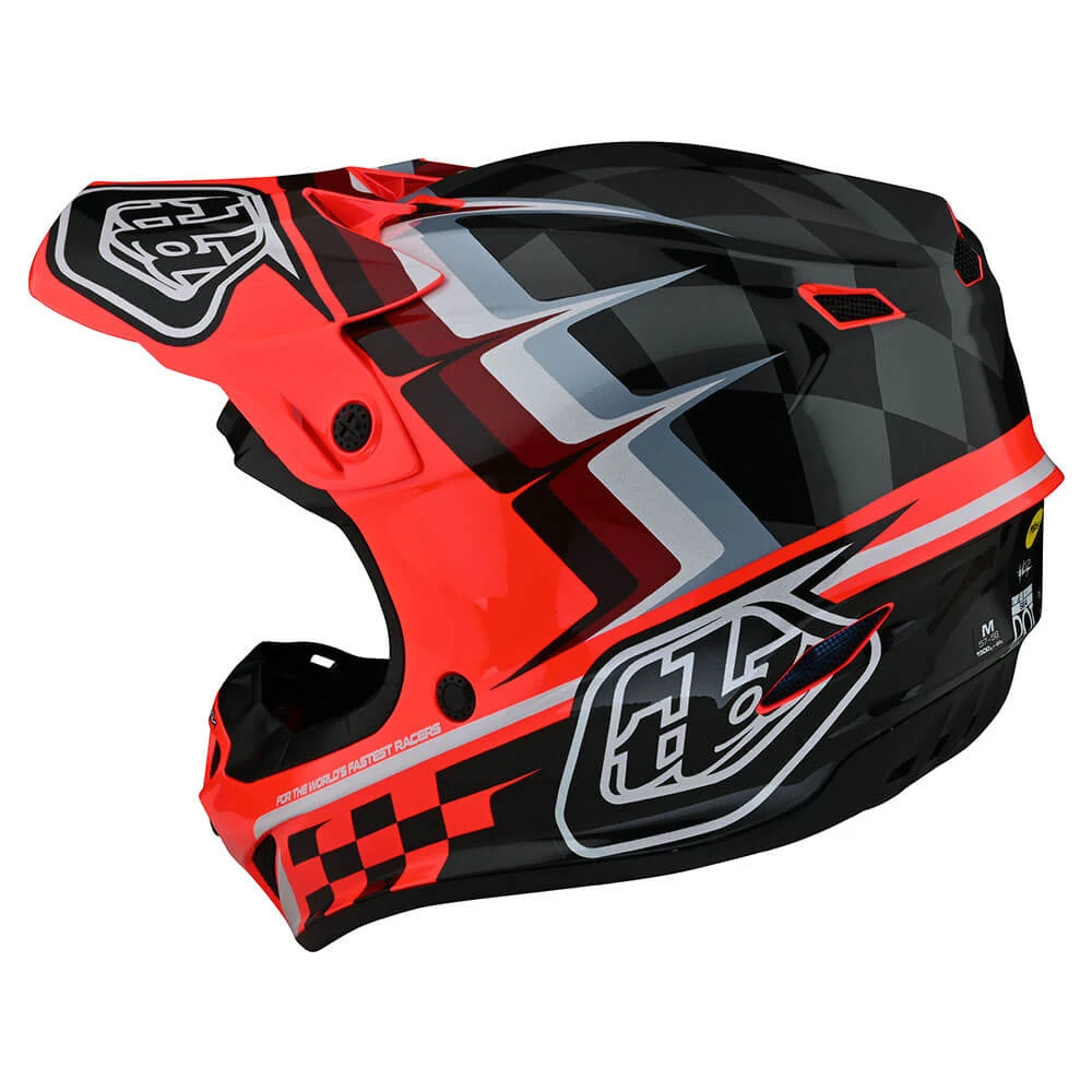 Troy Lee Designs SE4 Polyacrylite Helmet W/MIPS Warped Glo Red - Image 2