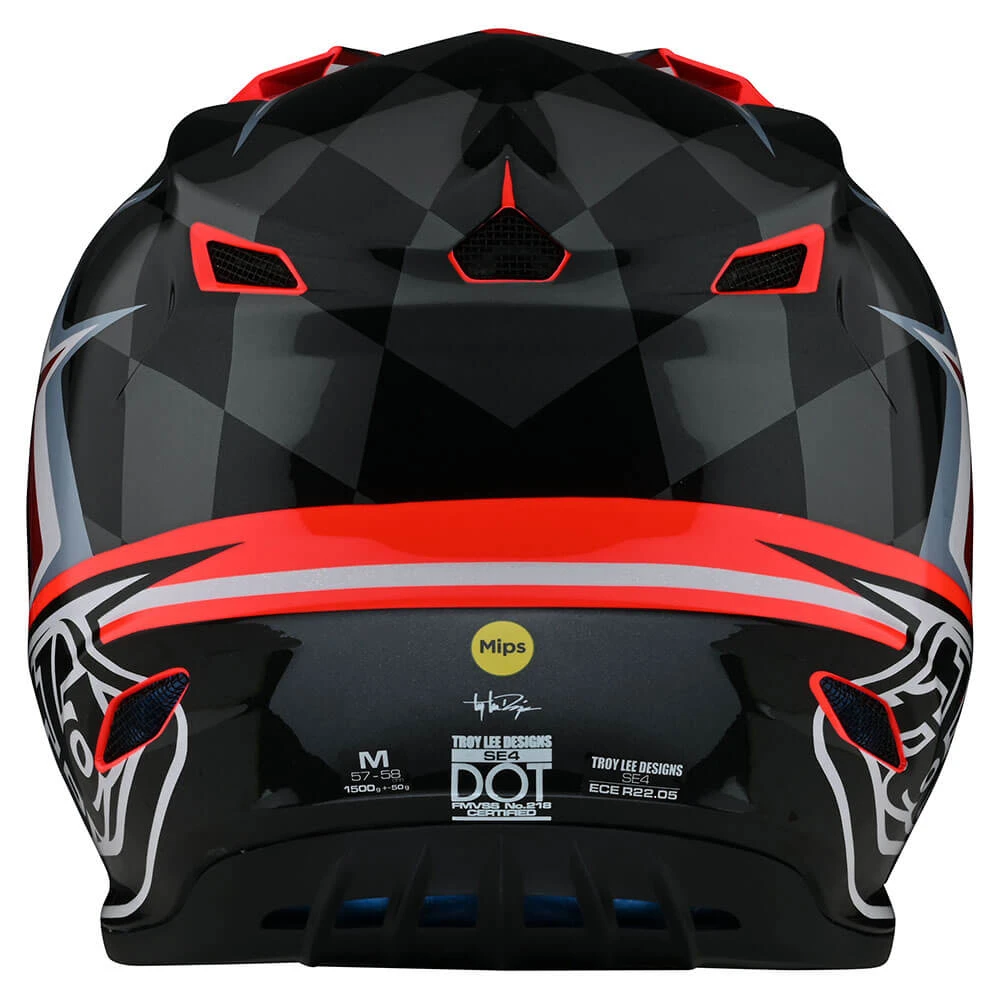 Troy Lee Designs SE4 Polyacrylite Helmet W/MIPS Warped Glo Red - Image 3