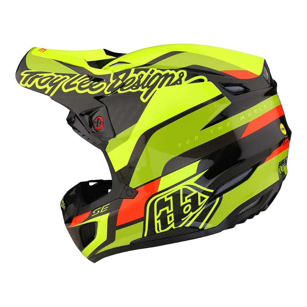 Troy Lee Designs SE5 Carbon Helmet W/MIPS Omega Black / Flo Yellow - Image 2