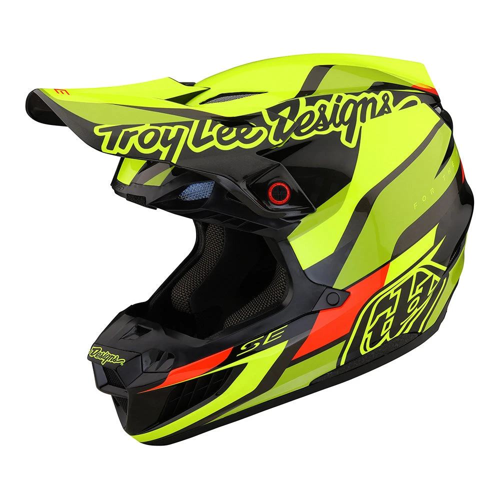 Troy Lee Designs SE5 Carbon Helmet W/MIPS Omega Black / Flo Yellow - Image 7