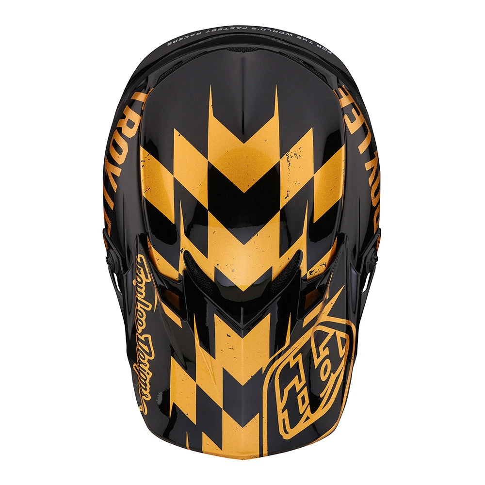 Troy Lee Designs Youth SE4 Polyacrylite Helmet W/MIPS Race Shop Black / Gold - Image 8